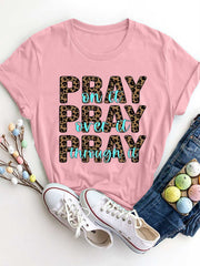 Pray Round Neck Short Sleeve T-Shirt